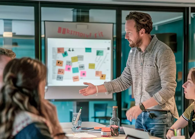 optimizacion de conversiones CRO personas en oficina viendo un tablero de informacio